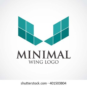 Minimal wing of polygonal abstract vector and logo design or template geometric fly business icon of company identity symbol concept