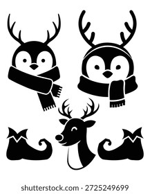 Paquete de iconos de etiqueta engomada de animales de invierno mínimo