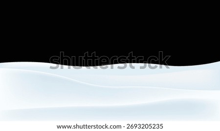 Minimal winter white snow desert with smooth landscape design on black background