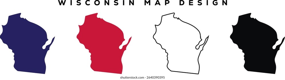 Minimal Wisconsin State Outline, Line Art Map Silhouette