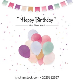 Minimal Wish Happy Birthday Template, Vector illustration