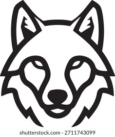 Icono mínimo de la silueta de la cabeza del lobo en estilo de Vector de línea atrevida limpia para temas de vida silvestre y animales Diseño de logotipo de tatuaje de cabeza de lobo enojado
