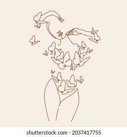 Minimal Woman Art. One Line Art. Naked Woman Wall Art. Nude Print. Naked Female Pose. Flower Body 