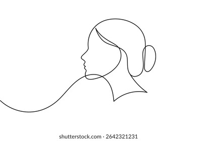 Mínimo mulher rosto perfil desenho em uma linha arte isolado contorno elegante ilustração feminina