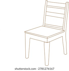 Minimal wooden chair outline vector illustration with clean line art style. Simple furniture drawing isolated on white background, suitable for icons, educational materials, coloring pages, and design projects.