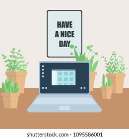 Minimal workplace in flat design