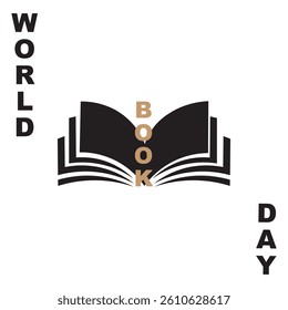 Minimal World Book Day Logo with Open Book Icon