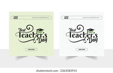Minimal world teacher's day social media post banner template design using illustrator with vector design