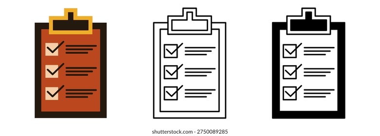 Minimal writing pad with checklist boxes icon vector illustration for note taking and organization