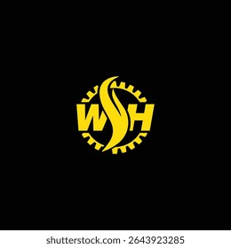 Minimal WSH in Gear Latter Logo Illustration Vector Design Template, Alphabet Logo Design, Letter WSH Branding, Geometric Line Logo, Typographic Design, Abstract SH Letter, Signature WS Mark,