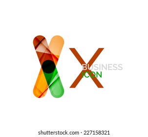 Minimal X font or letter logo design isolated on white