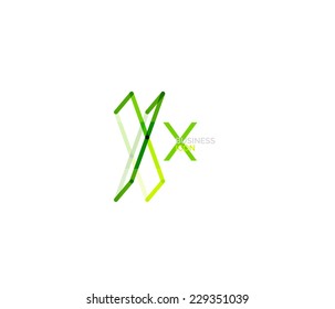 Minimal X font or letter logo design isolated on white