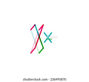 Minimal X font or letter logo design isolated on white