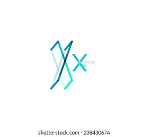 Minimal X font or letter logo design isolated on white