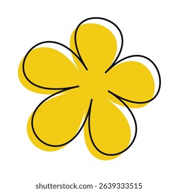 Minimal yellow bloom featuring a slightly shifted black line. Clean, stylized floral design with modern simplicity.