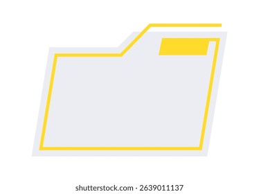 Minimal Yellow Folder Graphic for User Interface. Abstract Yellow File Folder Illustration.