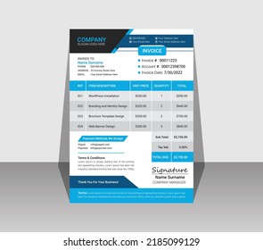 Minimal yellow invoice template vector design
