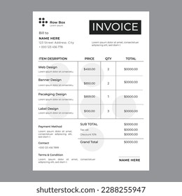 minimal yellow invoice template vector design