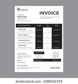 minimal yellow invoice template vector design