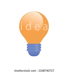 minimal yellow light bulb icon. Idea, solution, business, strategy concept.