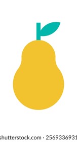 Minimal yellow pear shape. Abstract fruit figure with a leaf. Modern element, flat style, playful icon. Suitable for graphic projects, trendy designs, and decorative uses.
