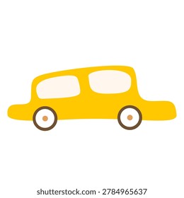 Minimal yellow sedan car flat style isolated vector element
