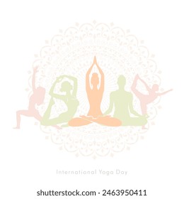 Minimal Yoga Day Vector with Mandala Design