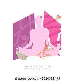 Minimal Yoga Day Vector for Social Media