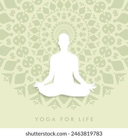 Minimal Yoga Day Vector with Traditional Mandala