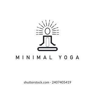 minimal yoga logo design vector file, black yoga logo