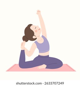 Minimal Yoga Pose Woman Vector Illustration