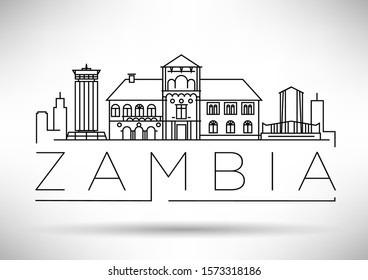 Minimal Zambia Linear Skyline With Typographic Design