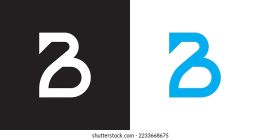 Minimal ZB logo. Icon of a BZ letter on a luxury background. Logo idea based on the ZB monogram initials. Professional variety letter symbol and BZ logo on black and blue background.