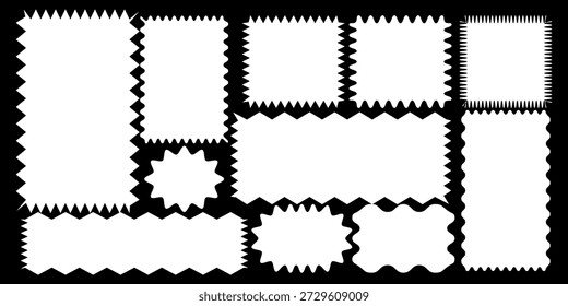 Minimal zigzag label and frame shapes wavy organic rectangle set