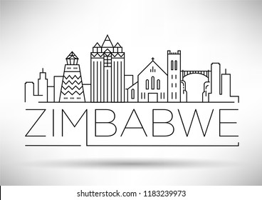 Minimal Zimbabwe Linear Skyline with Typographic Design