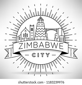 Minimal Zimbabwe Linear Skyline with Typographic Design
