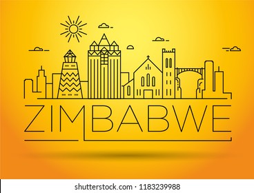 Minimal Zimbabwe Linear Skyline with Typographic Design