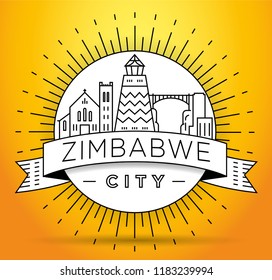 Minimal Zimbabwe Linear Skyline with Typographic Design