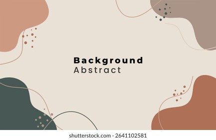 Minimalis abstract vector background with pastel earth tones and flowing shapes, with space for text