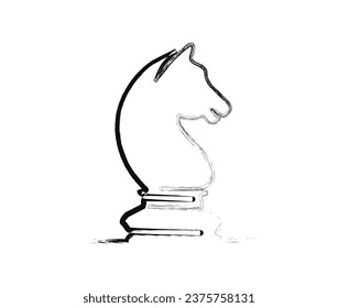 Minimalis chess knight outline hand drawn illustration. Simple pawn line art vector illustration.