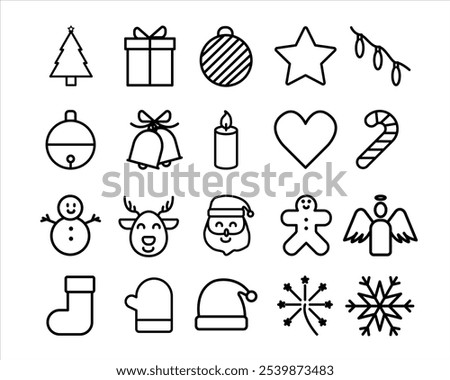 minimalis christmas icon set in white background