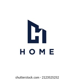 Minimalis Construction Development Real Estate with Letter H Monogram Initials Logo Design