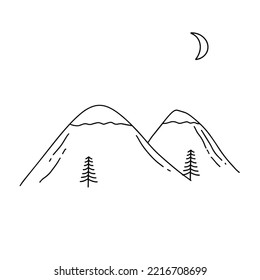 Minimalis Doodle Mountain With Moon