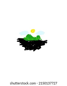 Ilustración mínima de vector de isla flotante. Formato Eps. 