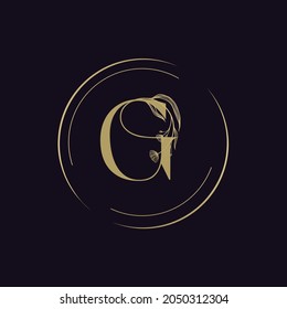 Minimalis with Floral logo letter G, Boutique logo design template. Vector Illustration.
