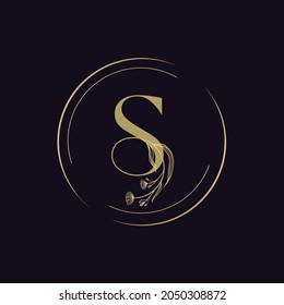 Minimalis with Floral logo letter S, Boutique logo design template. Vector Illustration