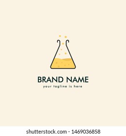 Minimalis labs with orange formula and bubble logo vector template