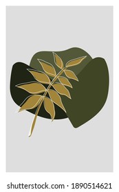 minimalis leaves wall art vector background