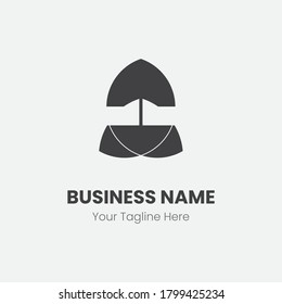 Minimalis logo. rocket and umbrella logo. black and white color based. business logo