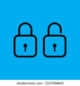 minimalis modern lock and unlock flat Icon line vector design 